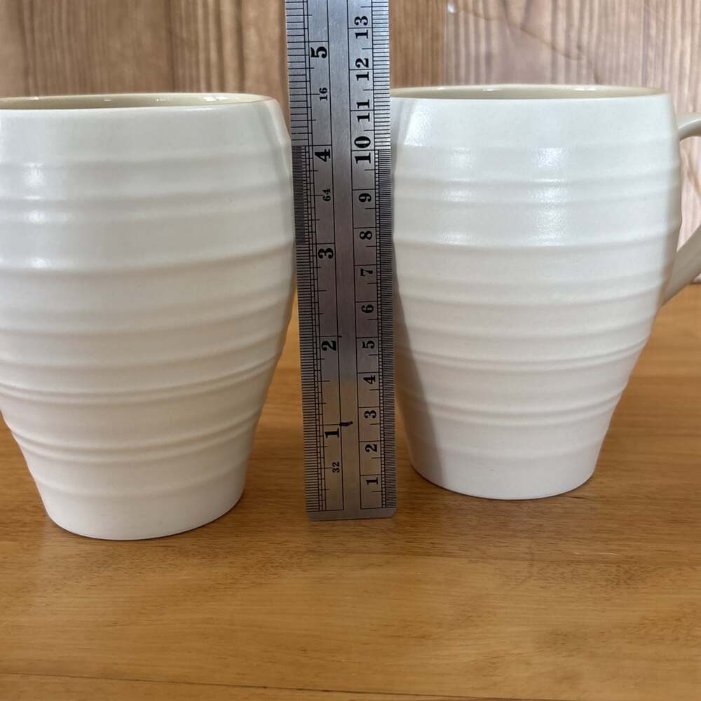 Mikasa Swirl White Tonal Set of 3 Coffee Mugs Ivory Matte Cream - Picture 7 of 8
